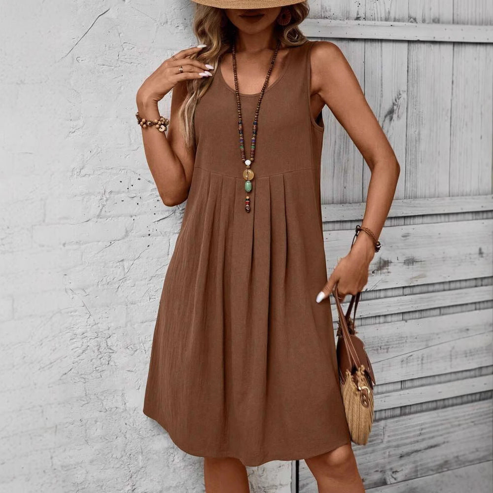 Casual Cotton And Linen Womens Dress