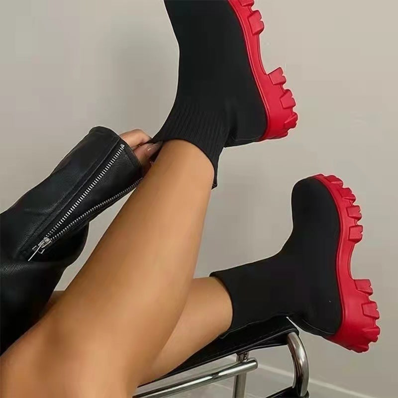 Sock Boots Platform Chunky Heels Shoes