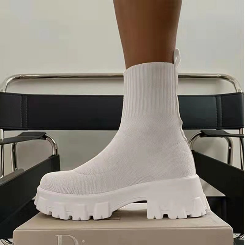 Sock Boots Platform Chunky Heels Shoes