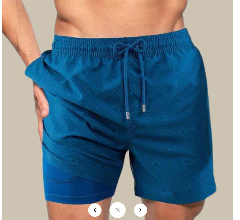 3D Digital-printed Double-layer Beach Shorts