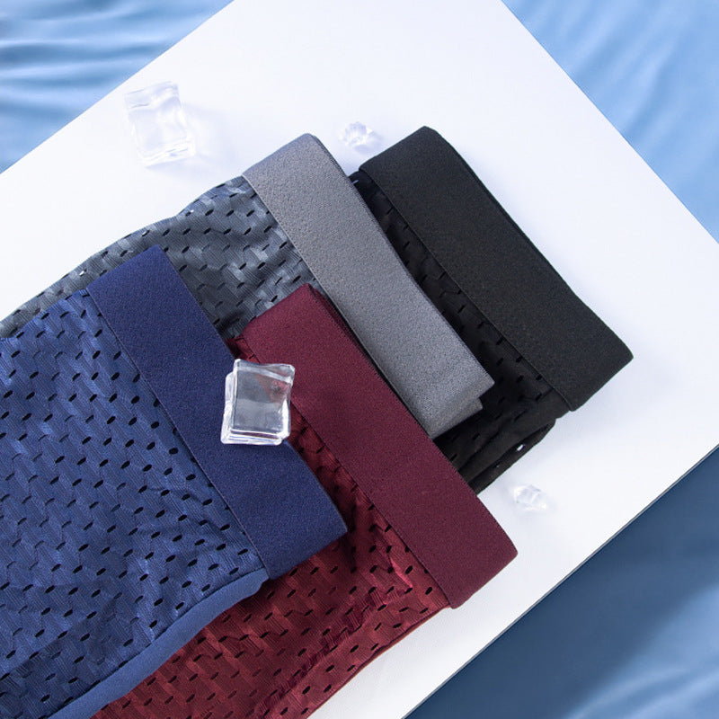 Men Ice Silk Mesh Boxer Briefs 4pc