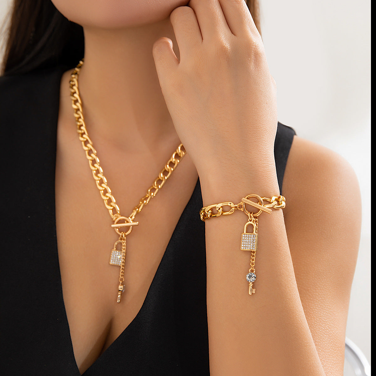 Heart Necklace And Bracelet Set