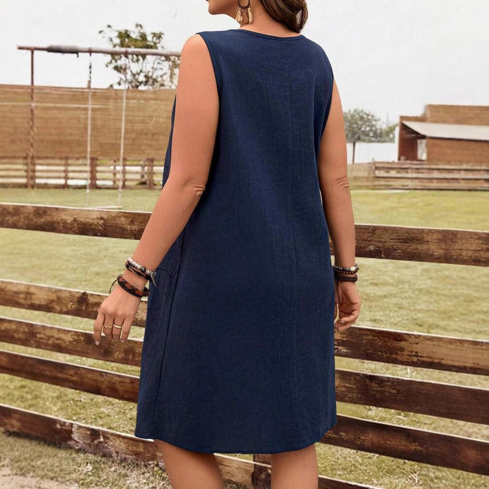 Casual Cotton And Linen Womens Dress