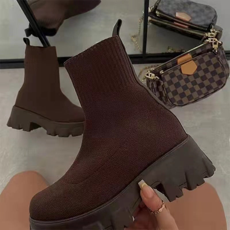 Sock Boots Platform Chunky Heels Shoes