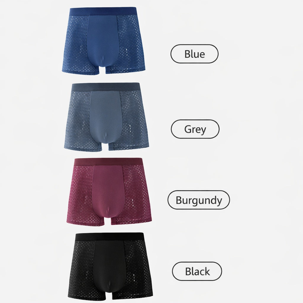 Men Ice Silk Mesh Boxer Briefs 4pc
