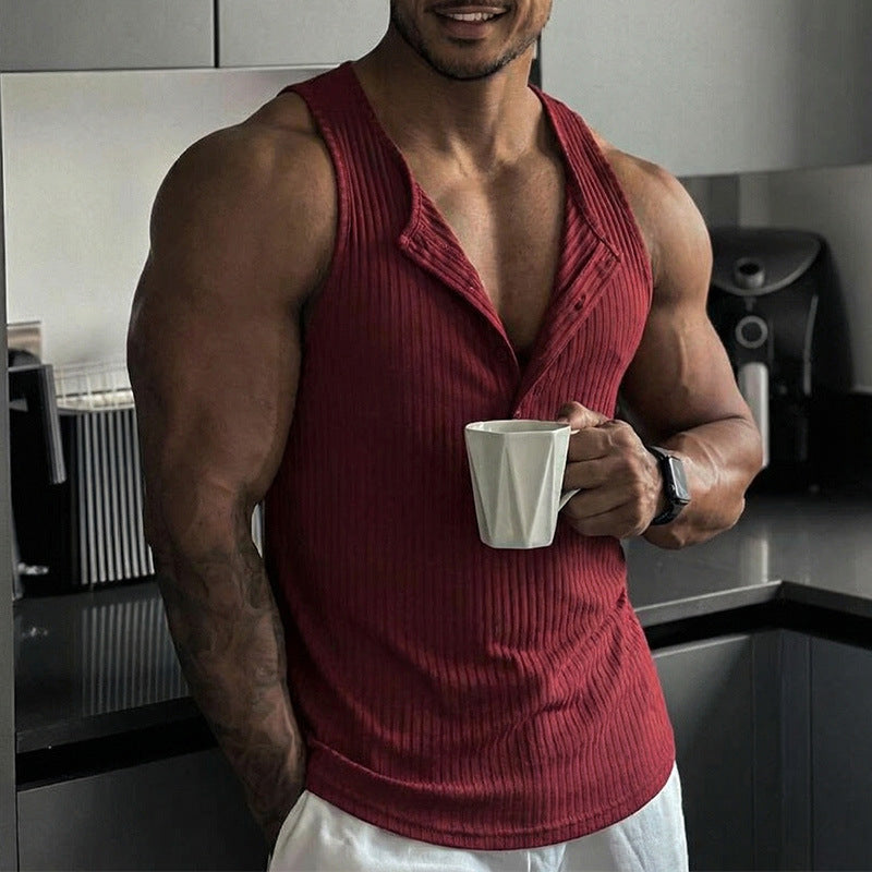 Multi-button Sports Fitness Vest Top