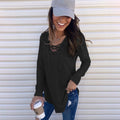 V-Neck Tie Band Loose Top T-Shirt