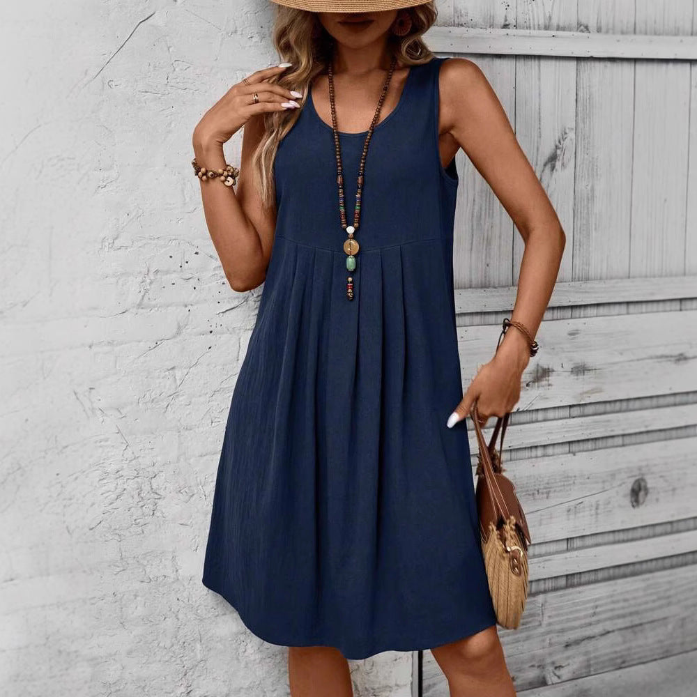 Casual Cotton And Linen Womens Dress