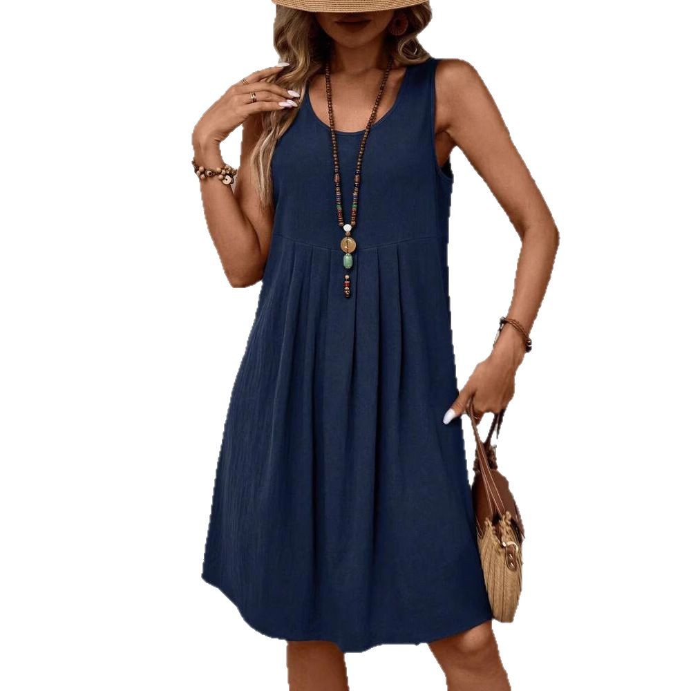 Casual Cotton And Linen Womens Dress