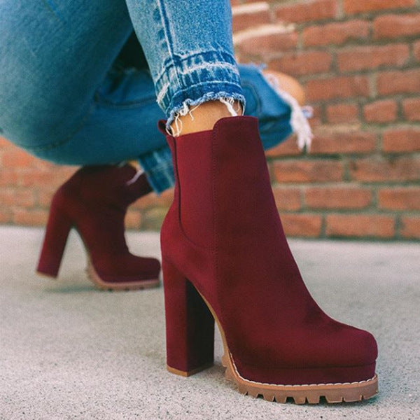 Thick Square High Heel Fashion Boots