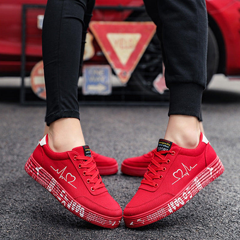 Love Print Canvas Unisex Sneakers