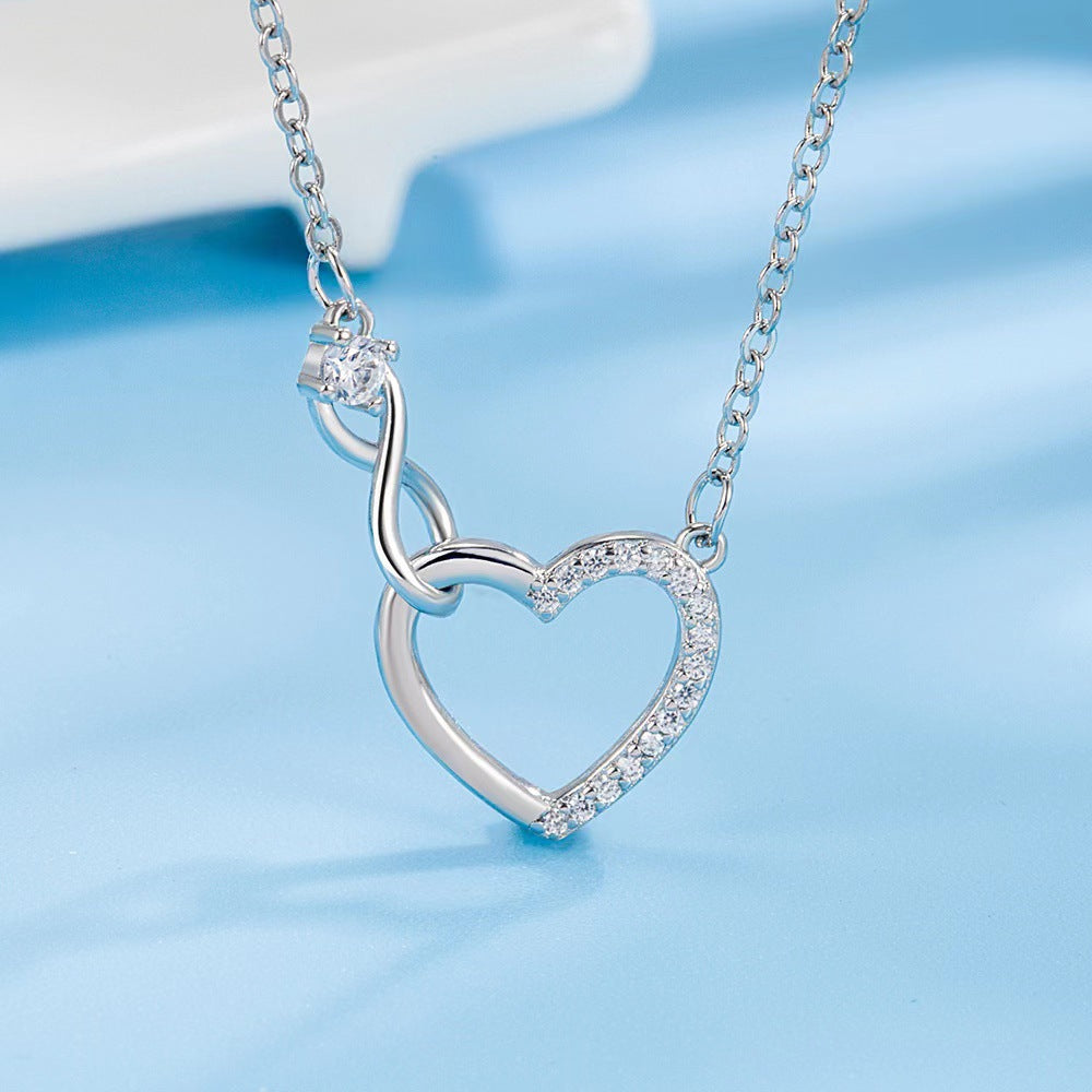 Heart-Shaped Zircon Infinity Love Necklace