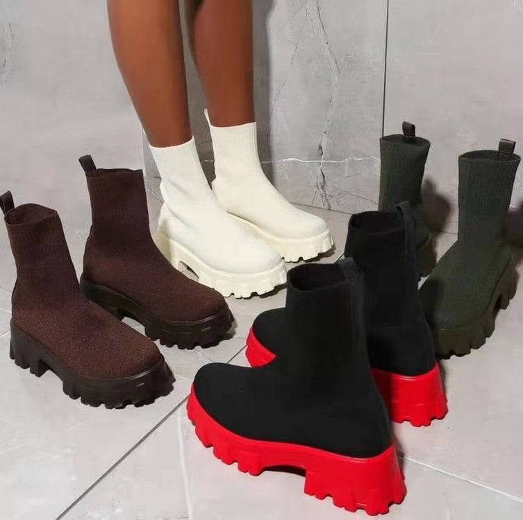 Sock Boots Platform Chunky Heels Shoes