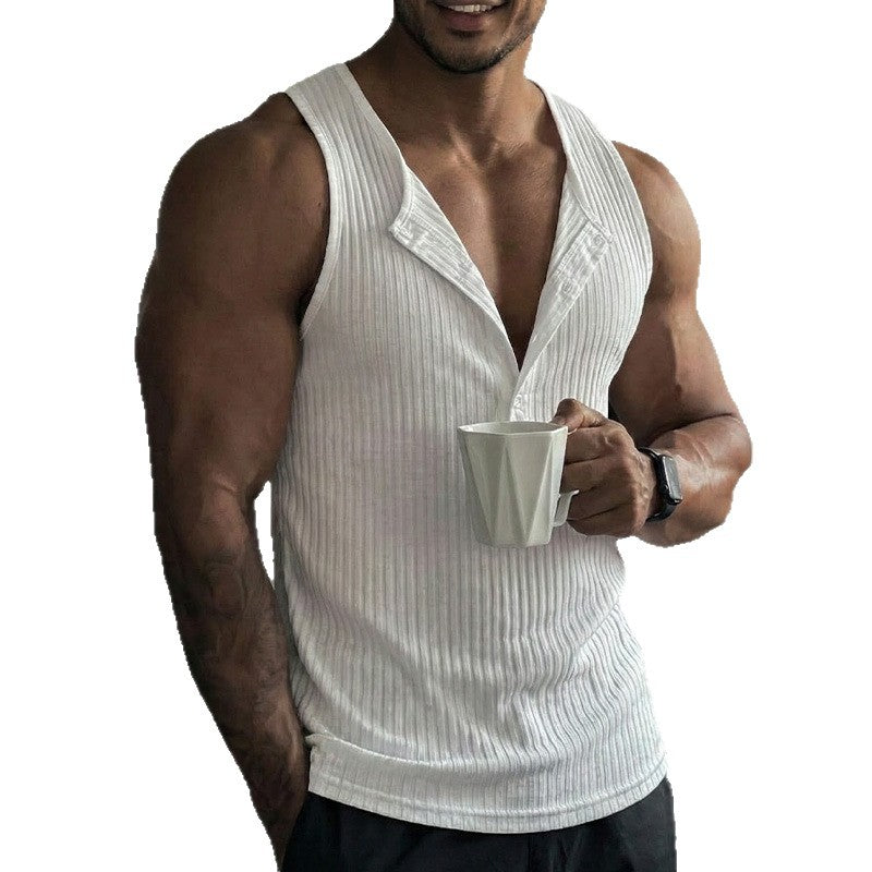 Multi-button Sports Fitness Vest Top