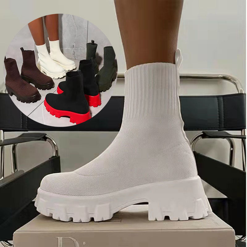 Sock Boots Platform Chunky Heels Shoes